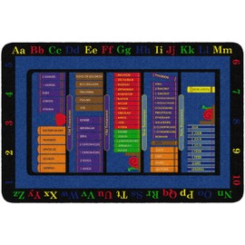 Flagship Carpets Bible Bookcase Educational Rug for Classroom, Office, Home and School Playroom Mat, Kids Bedroom Carpet, 4' x 6', Rectangle, Multicolor