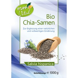 KOPP Vital® Bio Chia-Samen im Bügelglas 700 g - Bio-Qualität - ohne Gentechnik – Zusatzstofffrei - dekorativen Bügelglas - Premium Chia-Samen