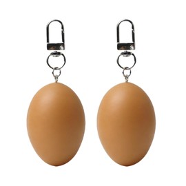 YQLDAHU Egg Keychain Holder (2-Pack) - Realistic Hanging Keychains with Metal Hooks, Durable PVC Decor for Keys, Bags, Zippers - Cute Kitchen & Easter Gifts