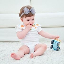 Rannyrena Cute Lace Bow Baby Girls Headbands Large Knot Hair Band Soft Chiffon Hairband Elastic Shower Hair Accessories for Newborn Infant Toddler Kids (Grey A, Elastic)