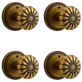 SORWDUERM Antique Brass Door Knobs Interior Privacy Door Knob for Bedroom and Bathroom,Zinc Alloy 4 Pack