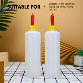 DOITOOL 5Pcs 400ml Lamb& Kid Feeding Bottle with Red Screw- on Teat, Screw- on Calf Nursing Set of Bottle with Nipple& Cap, Pet Nurser Bottles for Goats, Lambs, Piglets and Other Farm Babies