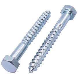 SKIR'CO Pack of 10 DIN 571 Galvanised Steel Hex Head Wood Screws M12 x 100 mm Screws Hex Head Key Screws