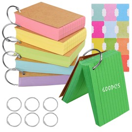 Vakki 600PCS Flash Cards, A7 Revision Cards, Flashcards with 6 Binder Rings and Index Cards Tabs, Ruled Flash Cards Revision, Spiral Record Cards and Cue Cards, Flashcards for Revision Study Record