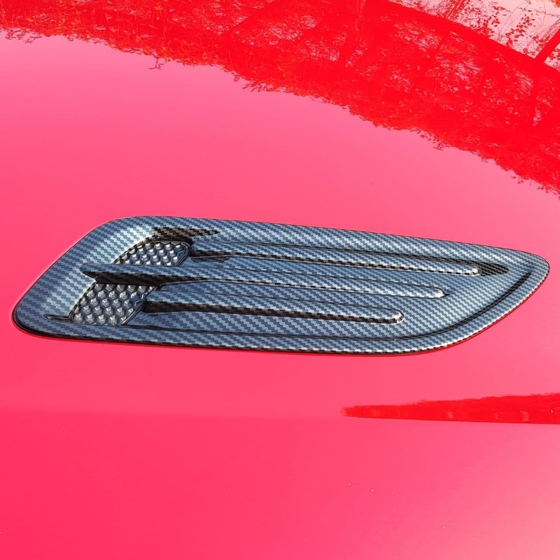 2PCS ABS Carbon Fiber Pattern Hood Vent Trim Covers Compatible