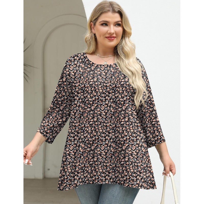LOMON Plus Size Spring Clothes for Women 3/4 Length Sleeve