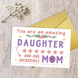 Qiliji Daughter Mother's Day Card, Funny Mother's Day Card for Daughter, Daughter Birthday Card, Mother's Day Gifts from Mom Dad, You Are An Amazing Daughter And One Incredible Mom
