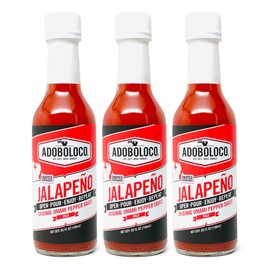 Adoboloco Hot Sauce Jalapeno Sauce - Mild Red Umami Sauce (3-Pack) 5oz Hawaiian Fiery Chili Pepper Sautee, Salad Dressing Sauce Bundle