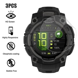 3 Pack Screen Protector for Garmin Instinct 3 45mm Solar/AMOLED Smartwatch, GEJEFA Flexible TPU Full Coverage 3D Curved Screen Film