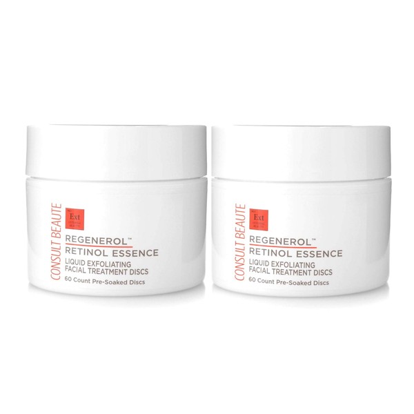 Consult Beaute Regenerol Retinol Essence Exfoliating Facial Treatment Discs Twin Pack 120 ct. - Formulated to Micro Exfoliate & Refine Skin Texture