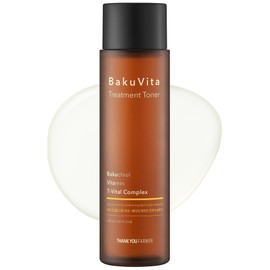 THANKYOU FARMER BakuVita Treatment Toner 200 ml - Retinol Alternative Bakuchiol, Vitamin C+E Toner, Moisturising Toner, Slow Ageing, Vegan Korean Face Toner