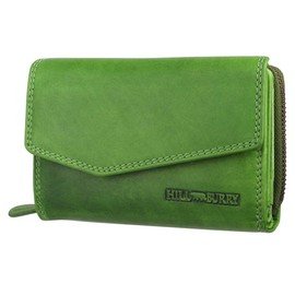 Hill Burry Genuine Leather Wallet for Women | High-Quality Purse with Zip and Practical Design in Vintage Look, Green, Vintage