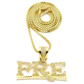 GWOOD PRE Crystal Rhinestone Pendant with 24 Inch Necklace (GOLD COLOR WITH 24 INCH BOX CHAIN)