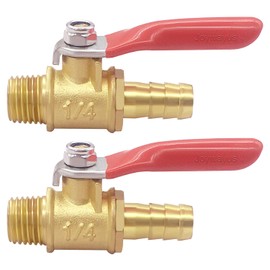 Joywayus Brass Ball Valve 1/4" NPT Male x 1/4“ Hose Barb Shut Off Switch Fittings Adapter (Pack of 2)