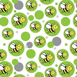 GRAPHICS & MORE Premium Gift Wrap Wrapping Paper Roll Pattern - Happy Bumble Bee Buzz Insect Honey - Green