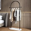 Freestanding Clothing Rack with Marble Base,Modern Black Arch Garment Rack