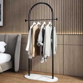 Freestanding Clothing Rack with Marble Base,Modern Black Arch Garment Rack for Small Spaces,Sturdy Metal Coat Rack,Clothes Racks for Hanging Clothes in Bedroom,Closet,Entryway,Boutique Display