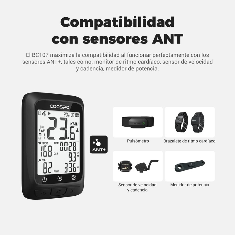 COOSPO Bike Computer GPS Wireless, ANT+ Cycling Computer GPS with