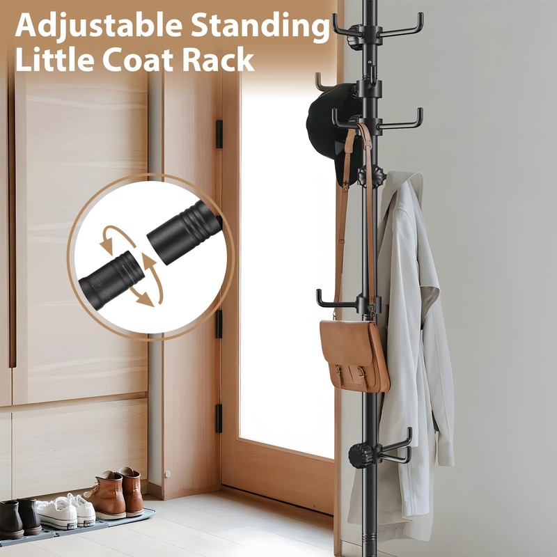 Sempicad Coat Rack Freestanding, 56 to 125 inch Adjustable Tension