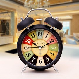 SWHONG Old Alarm Clock Fashioned Bedside Quartz Alarm Clock with Loud Twin Bells Ideal for Bedsides Offices Travels Alarm Clock Multicolor
