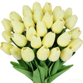 Tulipanes Artificiales Decoracion,24 Pack Flores Artificiales Con Pegamento