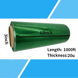 Green Plastic Wrap Stretch Film 12”×1000ft 80 Gauge Storage Industrial Moving Wrap Pallet Wrap Heavy Duty Shrink Wrap Film for Moving Shipping Packing