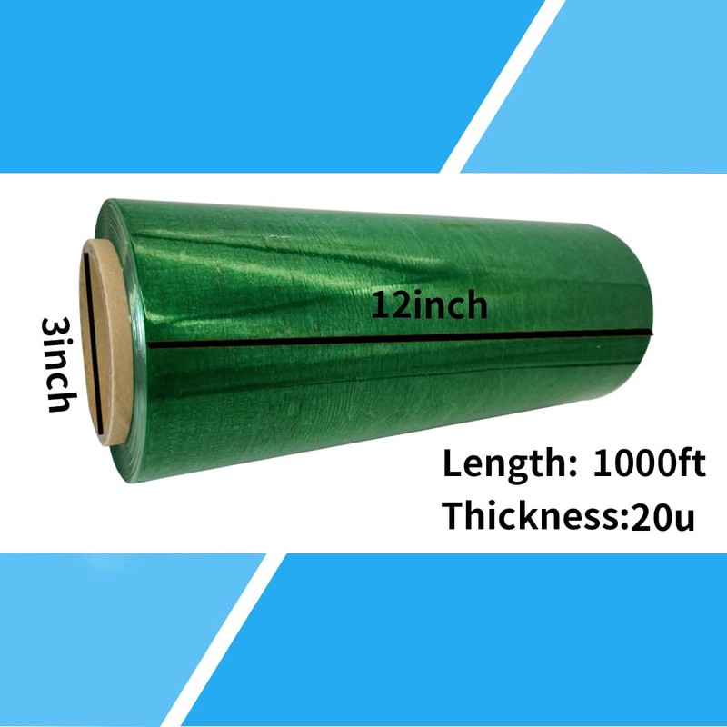 Green Plastic Wrap Stretch Film 12”×1000ft 80 Gauge Storage Industrial
