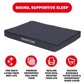 The Dog’s Bed Orthopedic Standard Foam Dog Bed Mattress, Oxford Fabric, Grey with Black Trim, Large