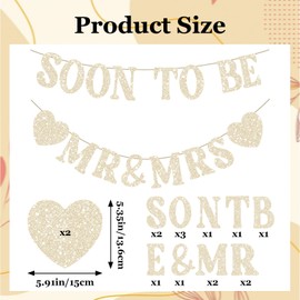 Daxilonyz Gold Glitter “Soon to Be Mr & Mrs” Banner, Pre-Strung Engagement & Bridal Shower Decoration for Wedding Parties, Bachelorette & Couples Celebrations