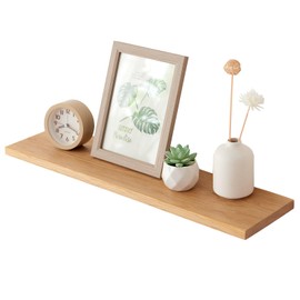 OAKERLAND 6" Deep Oak Floating Shelves, Rustic Wood Wall Shelves for Wall Decor Storage, 24 Inch Floating Shelf for Living Room, Bathroom, Bedroom