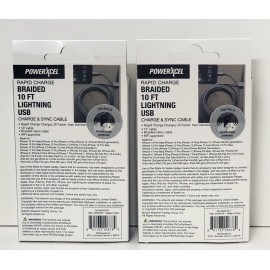 PowerXcel 2 pk PowerXcel Rapid Charge Braided USB Charge & Sync Cable, GRAY, 10 Ft Cable