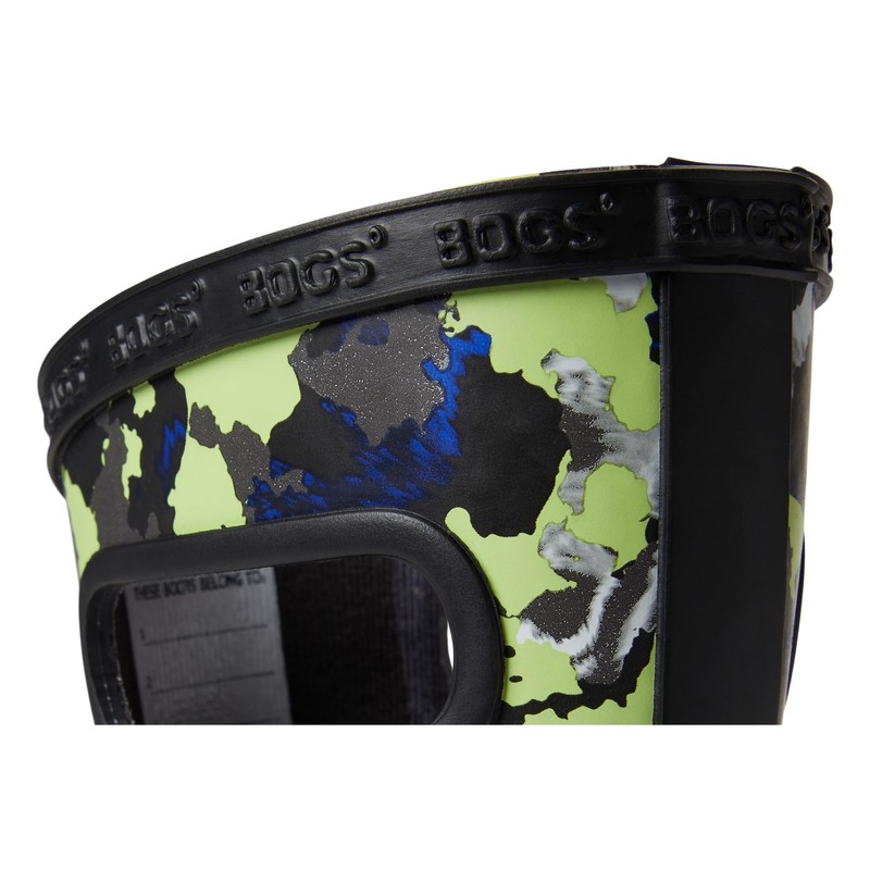 Bogs Kids Rainboot Camo Texture, Black Multi, 10 M Little