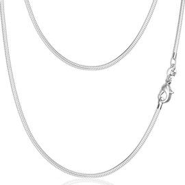 Sterling Silver 925 Snake Chain Necklace Jewellery for Women Rat Tail Chain 1.0 mm Width in Various Lengths 40 45 50 55 60 cm, Sterling Silver
