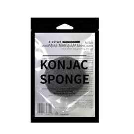 SILSTAR PROFESSIONAL Konjac Sponge Facial Sponge Bath Sponge Great Cleansing for Dry or Mature Skin - Charcoal Grey 102