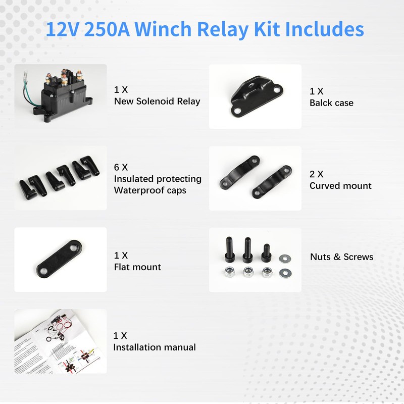 MaySpare 250A Winch Solenoid Relay Contactor 12V Winch Relay for