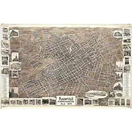 Plainfield, New Jersey - 1899 - Aerial Bird's Eye View Map Poster