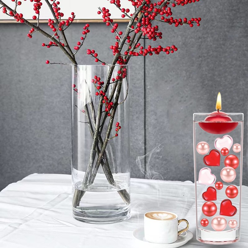 Cqueni 86 PCS Valentine's Vases Filler Red Pink Beads for