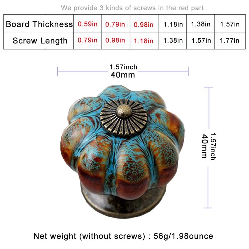 ESreake Yusheng 12 Pack Vintage Ceramic Pumpkin Cabinet Knobs, Kitchen