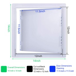 Suteck Plumbing Access Panel for Drywall Ceiling 12 x 12 Inch Reinforced Plastic Wall Access Doors Removable Hinged White