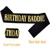 PANBINN Birthday Baddie' Birthday Sash, Gold Foil Black Satin Birthday