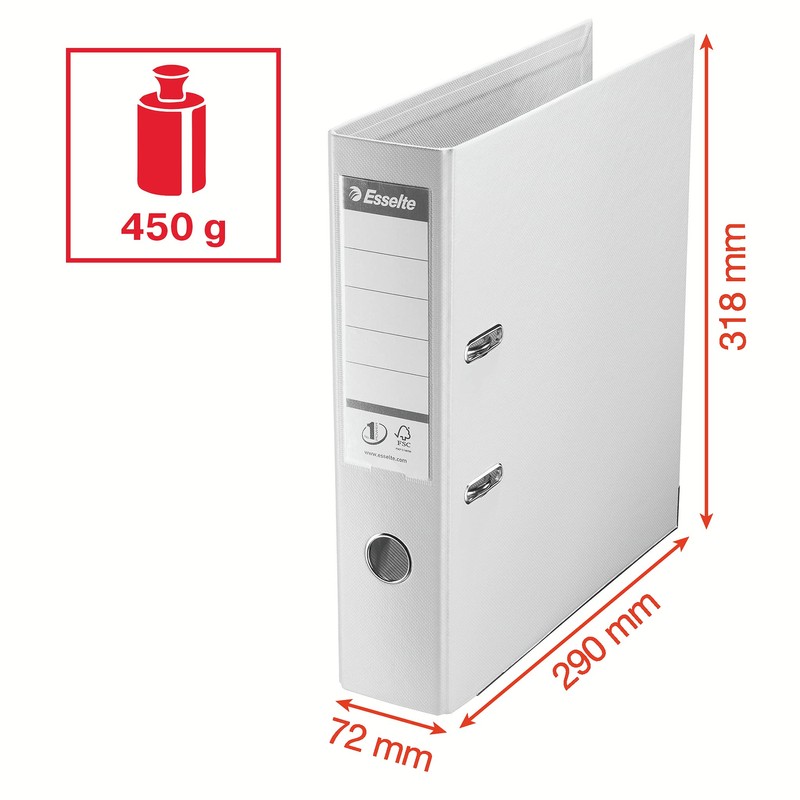 Esselte A4 Folder, Red, 72 mm Spine, Plastic, Vivida Series,