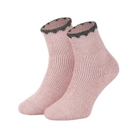 Piarini 1 Pair Terry Socks with Alpaca and Wool Content, Thick Warm House Socks, Winter Women's Terry Towelling Socks, Breathable, rose