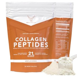 Polvo de colágeno premium de 22oz  Alimentado por zacate, Pasto elevado  Proteína de colágeno hidrolizado, 21g por porción  Aminoácidos esenciales... 