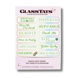 GLASSTATS St Paddy's Day Dissolvable 12+ Drink Markers - Wine Glass Charms - Perfect For St. Patrick’s Day Parties - Party Favors & Hostess Gift