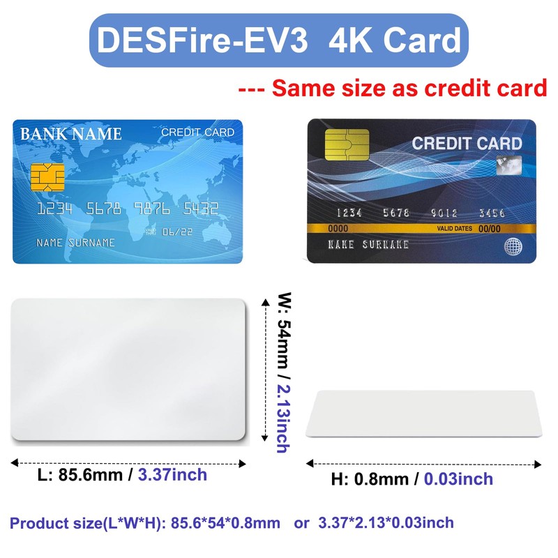 SZLEJUN DESFire EV3 4K NFC Smart Card (Pack of 5)