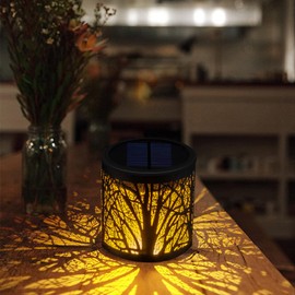 Solar Table Lantern Outdoor Waterproof - Solar Tree Lamps Metal Desktop Decorative Lanterns Bright LED Lights Auto Up/Off for Patio Yard Balcony Garden Decoration, Gifts for Mom Grandmother