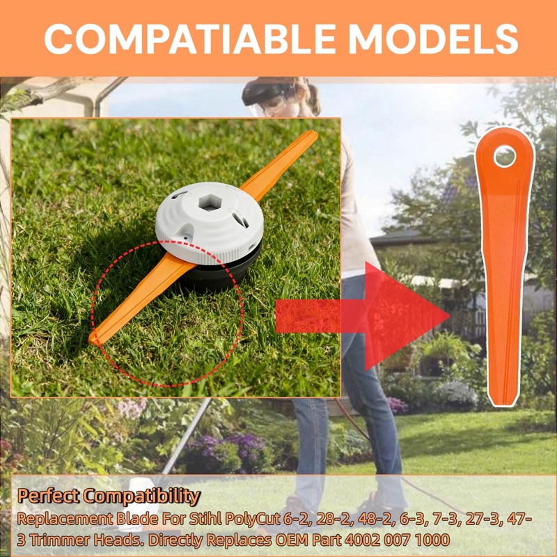 ZYKJGG 12Pk Plastic Blades-Orange for Stihl Weed Eater Blade PolyCut