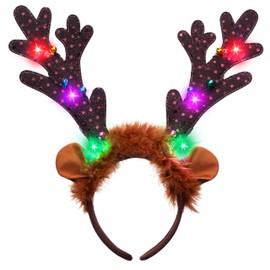 JOYIN Christmas Light Up Antler Headband, Long Antler Headband for Adult Kids Christmas Party Favor Supplies Xmas Accessories Christmas Holiday.