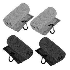 4 Pcs Golf Towel For Golf Bags With Clip, Golf Towels Absorbent, Golf Wipes, Golf Accessories Microfiber Fabric Towel, Portable Golf Towels For Outdoor Yoga Camping Gym, Black + Gray