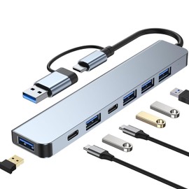 USB C Hub 7 in 1 Multiport Adapter, with USB 3.0, USB 2.0 Type-C Data PD Charging Ports for Laptop, PC, Desktop and Other Type C Devices
